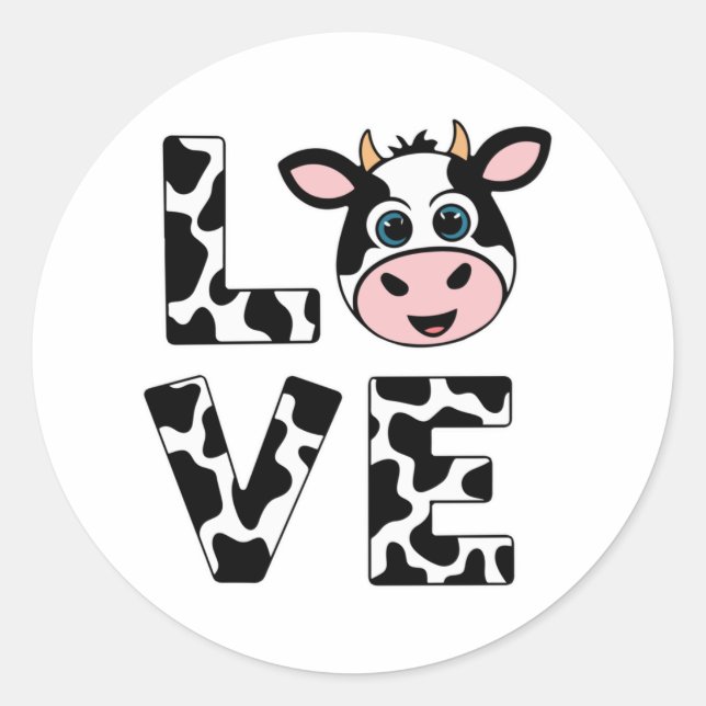 Sticker Rond Vaches mignonnes J'aime (Devant)