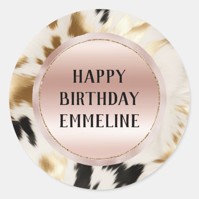 Sticker Rond Vachette blanche à crème noire de l'Ouest (Devant)