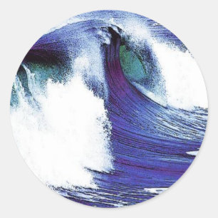 Sticker Rond Vague bleue