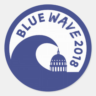 Sticker Rond Vague bleue 2018 - victoire Democratic !