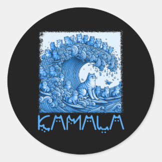 Sticker Rond Vague De Chats Bleus Pour Kamala 2024
