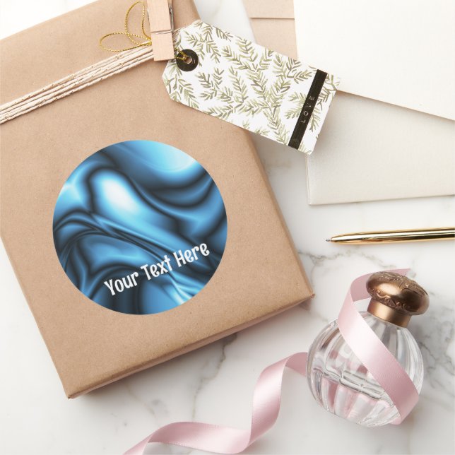 Sticker Rond Vague de soie bleue (Cadeaux)