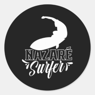 Sticker Rond Vague de surfeur de Nazaré Surf Surfing