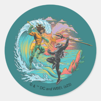 Sticker Rond Vague marémotrice Aquaman & Black Manta