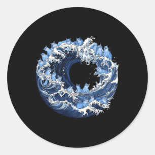Sticker Rond Vague Mignonne De Chats Bleus Pour Kamala 2
