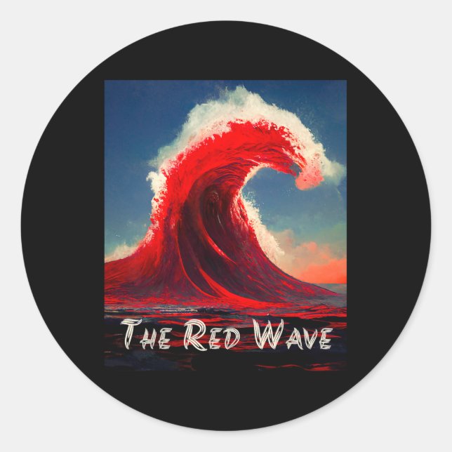 Sticker Rond Vague Rouge Arrive Vote Républicain  (Devant)
