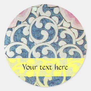 Sticker Rond VAGUES,bleu jaune