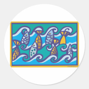 Sticker Rond Vagues de poisson