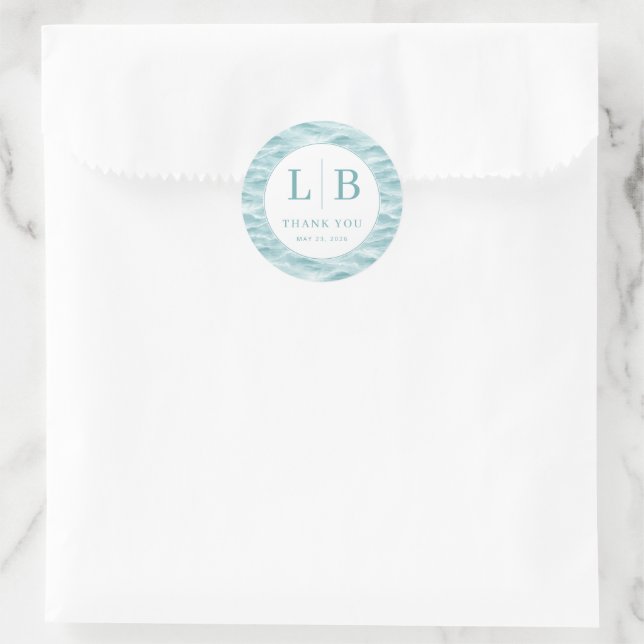 Sticker Rond Vagues d'eau sarcelle calme (Sac)