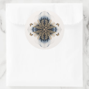 Sticker Rond Vagues d'hiver avec Mariage d'ailes d'or