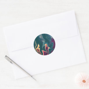 Sticker Rond Vagues en fusion en mouvement de minuit