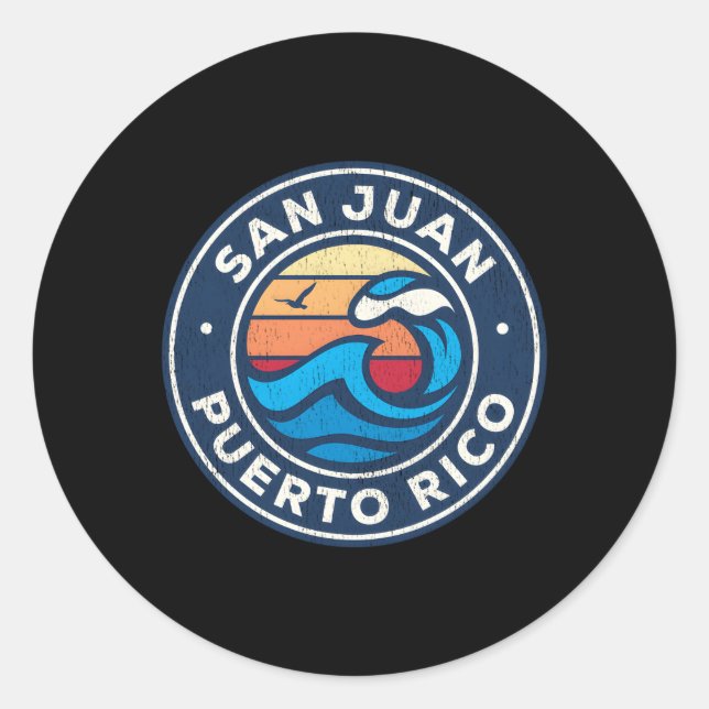 Sticker Rond Vagues nautiques de San Juan Porto Rico (Devant)