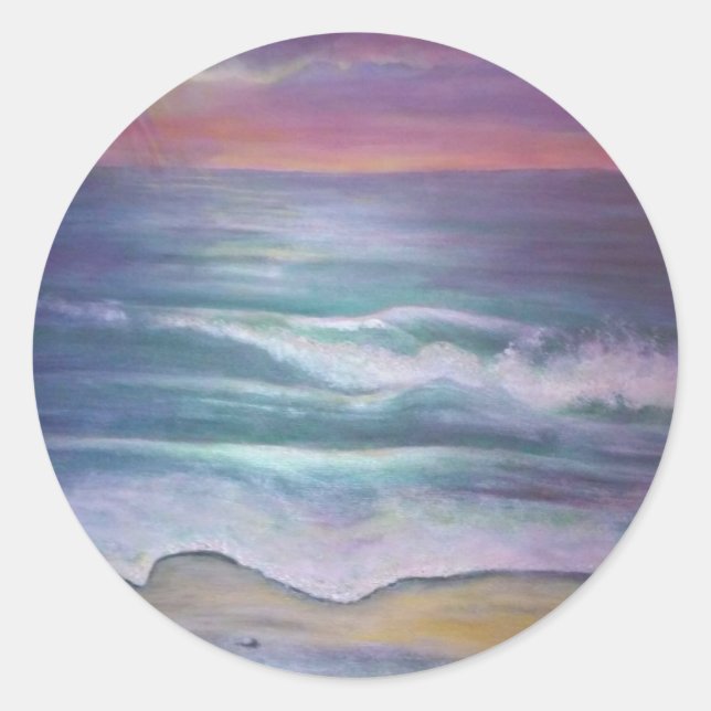 Sticker Rond Vagues océaniques (Devant)