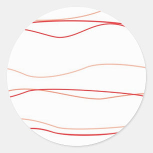 Sticker Rond Vagues rouges et blanches