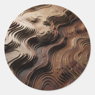Sticker Rond Vagues topographiques en bois stratifié Abstrait