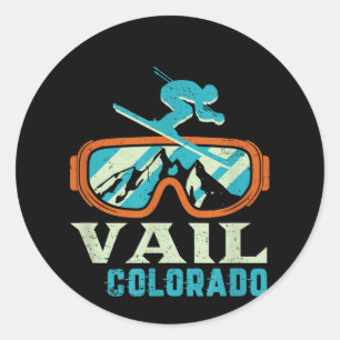 Sticker Rond Vail Colorado Mountain Ski Rétro Vintage Et Sn