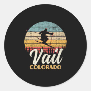 Sticker Rond Vail Ski Colorado Ski de montagne Vintage