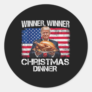 Sticker Rond Vainqueur de Trump Dîner de Noël Père Noël A