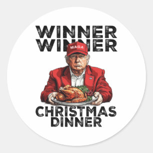 Sticker Rond Vainqueur de Trump Dîner de Noël Père Noël A
