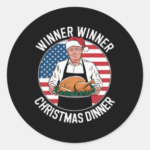 Sticker Rond Vainqueur de Trump Dîner de Noël Père Noël A