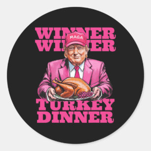 Sticker Rond Vainqueur de Trump Humour Dîner dindon Drôle