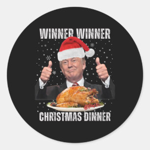 Sticker Rond Vainqueur du dîner de Noël Humour Funny Trump X