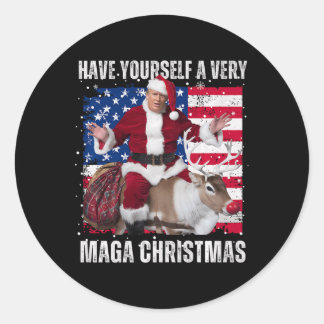 Sticker Rond Vainqueur du dîner de Noël Père Noël Trump Ugly Sw