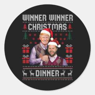 Sticker Rond Vainqueur du dîner de Noël Père Noël Trump Vance U