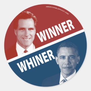 Sticker Rond Vainqueur ou géant Romney Vs Obama