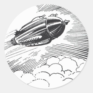 Sticker Rond Vaisseau spatial de science-fiction vintage dans l