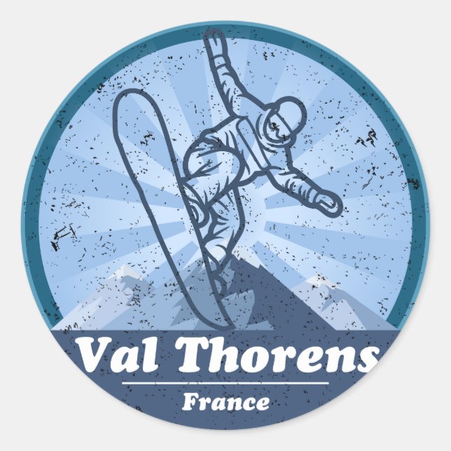Sticker Rond Val Thorens Station de ski - Snowboard (Devant)
