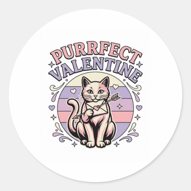 Sticker Rond Valentin chat parfait Amour de la Saint-Valentin V (Devant)