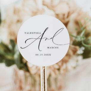 Sticker Rond VALENTINA Chic Elegant Calligraphie Script Mariage