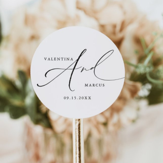 Sticker Rond VALENTINA Chic Elegant Calligraphie Script Mariage (Créateur téléchargé)