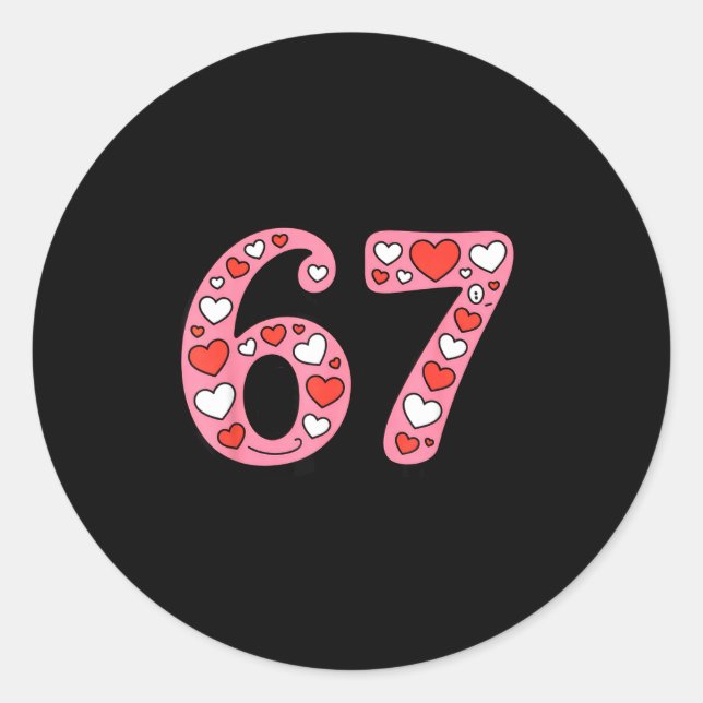 Sticker Rond Valentine 67 Meme Six Seven Cute Gen Alpha  (Devant)