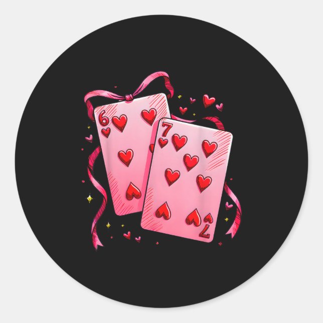 Sticker Rond Valentine 6 7 Valentine's Day Matching Playing Car (Devant)