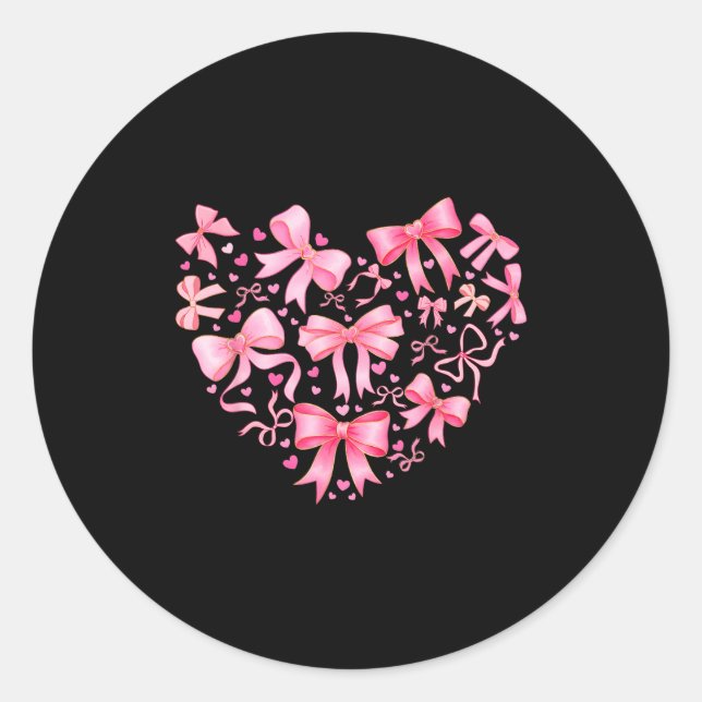 Sticker Rond Valentine Cute Coquette Bow Nk Heart Girl Women Ki (Devant)