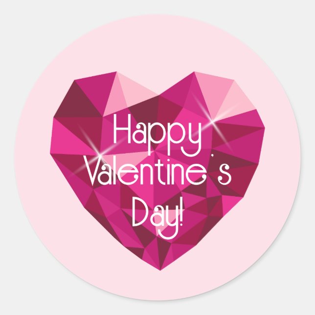 Sticker Rond Valentine diamant en forme de coeur (Devant)