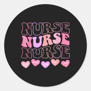 Sticker Rond Valentine Er Icu Nicu Rn Infirmières Femmes Retro 