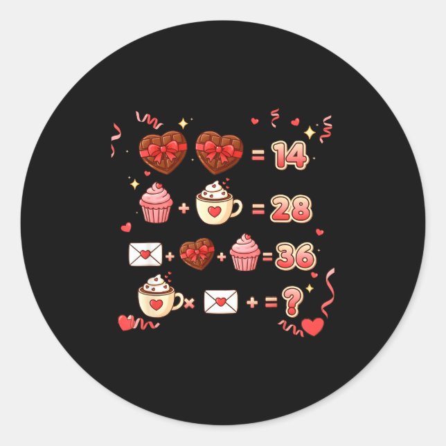 Sticker Rond Valentine Funny Math Equation 6 7 Six Seven Meme T (Devant)