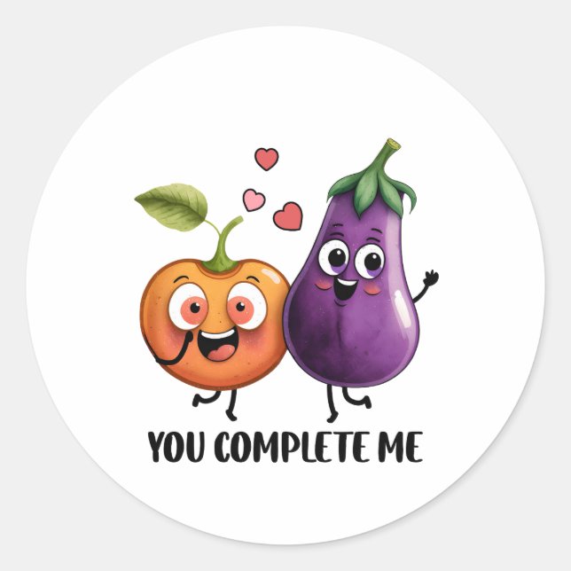 Sticker Rond Valentine GigPlant Vous Me Complétez (Devant)