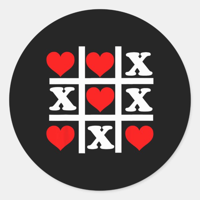 Sticker Rond Valentine Heart Tic Tac Toe (Devant)