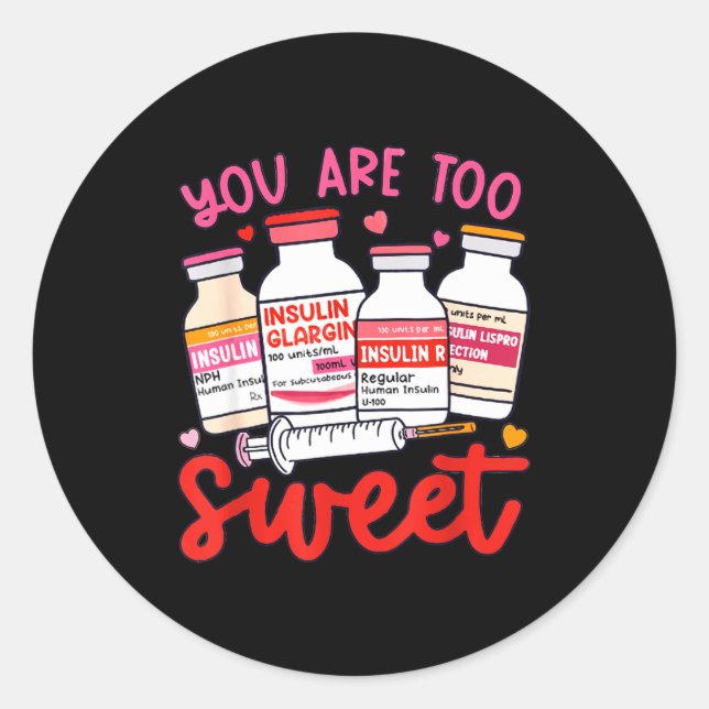 Sticker Rond Valentine Pharmacist Diabetic Nurse Insulin Diabet (Devant)
