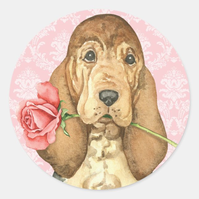 Sticker Rond Valentine Rose Bloodhound (Devant)