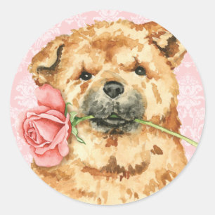 Sticker Rond Valentine Rose Chow