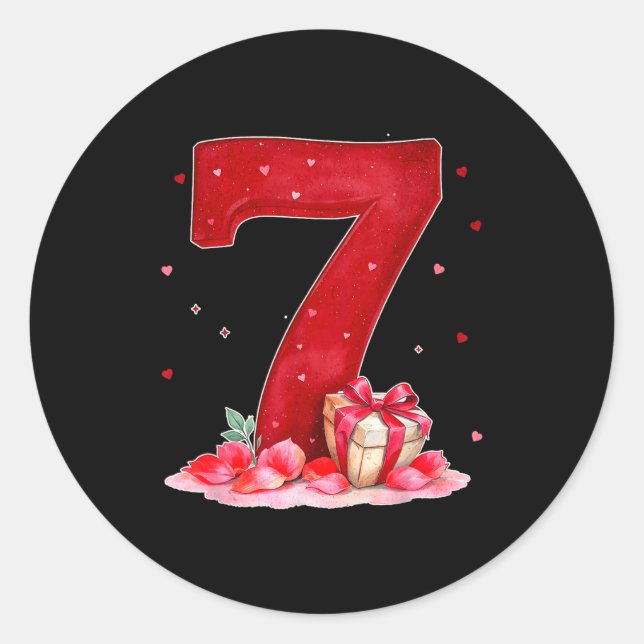 Sticker Rond Valentine’s Day 67 Filled With Heart Funny Six Sev (Devant)