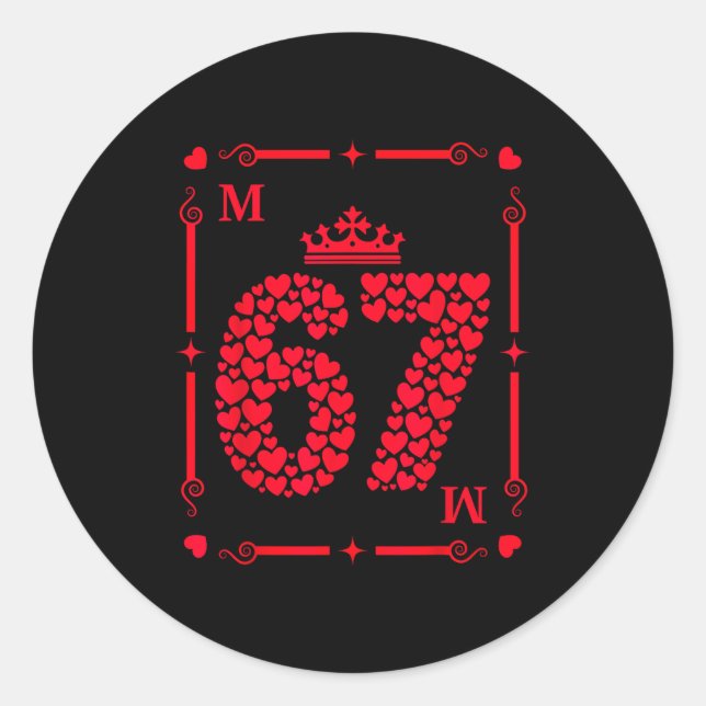 Sticker Rond Valentine’s Day 67 Filled With Hearts Card Six Sev (Devant)