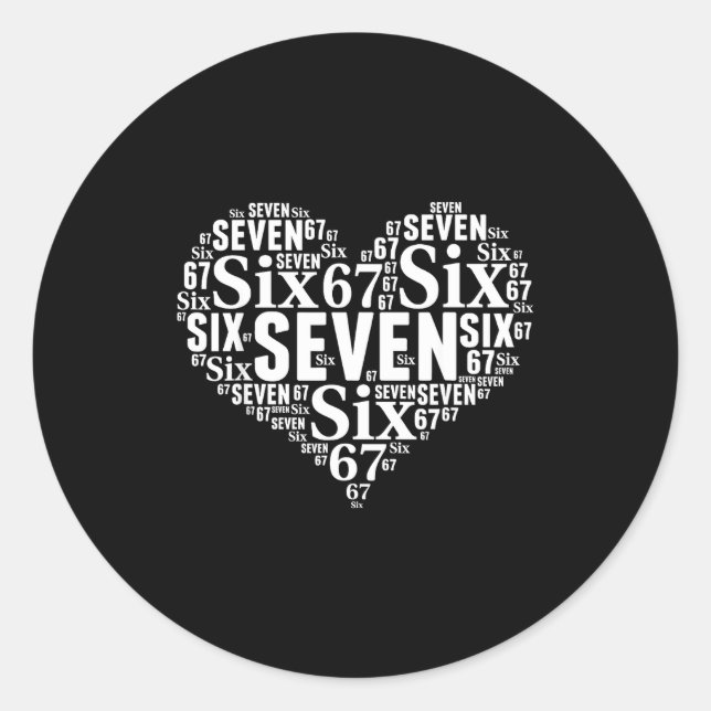 Sticker Rond Valentine’s Day 67 Meme 67th Birthday 6 7 Valentin (Devant)