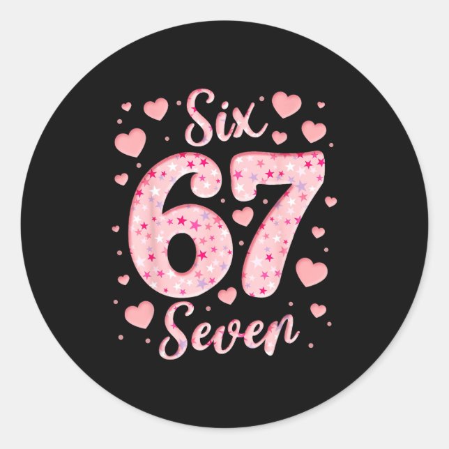 Sticker Rond Valentine’s Day 67 Meme Filled With Hearts Funny S (Devant)