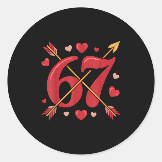 Sticker Rond Valentine’s Day 67 Meme Filled With Hearts Funny S (Devant)